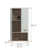 Badezimmer H�ngeschrank Luna in gr�n und Eiche Badschrank skandinavisch 34 x 68 cm