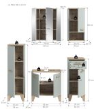 Badm�bel Set 5-teilig Luna in gr�n und Eiche Badkombination skandinavisch 158 x 190 cm