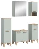 Badm�bel Set 5-teilig Luna in gr�n und Eiche Badkombination skandinavisch 158 x 190 cm