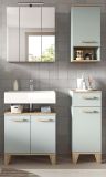 Badm�bel Set 4-teilig Luna in gr�n und Eiche Badkombination skandinavisch 109 x 190 cm