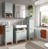 Badm�bel Set 3-teilig Luna in gr�n und Eiche Badkombination skandinavisch 109 x 190 cm
