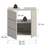 Waschbeckenunterschrank Larik in Kaschmir Badezimmer Unterschrank 60 x 56 cm