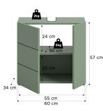 Waschbeckenunterschrank Larik in gr�n Badezimmer Unterschrank 60 x 56 cm