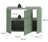 Waschbeckenunterschrank Larik in gr�n Badezimmer Unterschrank 82 x 56 cm