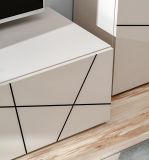 Wohnwand Metrik in Kaschmir und schwarz Schrankwand mit Streifendruck 180 cm, Push-to-Open