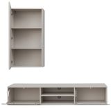 Wohnwand Metrik in Kaschmir und schwarz Schrankwand mit Streifendruck 180 cm, Push-to-Open