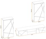 Wohnwand Metrik in Kaschmir und schwarz Schrankwand mit Streifendruck 260 cm, Push-to-Open