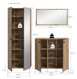 Garderobe Set 3-teilig Loreno in Evoke Eiche 191 x 192 cm