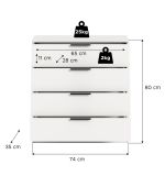 Kommode Swan in wei� Schubladenkommode 74 x 80 cm