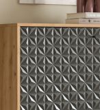 TV-Lowboard Relief in grau und Artisan Eiche TV Unterteil mit 3-D Struktur 164 x 56 cm