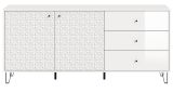 Sideboard Relief in wei� Hochglanz Kommode mit 3-D Struktur 169 x 76 cm