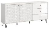 Sideboard Relief in wei� Hochglanz Kommode mit 3-D Struktur 169 x 76 cm