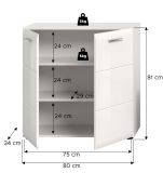 Kommode Cover in wei� Hochglanz Sideboard 80 x 81 cm