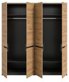 Kleiderschrank Cooper in Artisan Eiche und grau Dreht�renschrank 4-t�rig 180 cm, Soft-Close