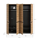 Kleiderschrank Cooper in Artisan Eiche und grau Dreht�renschrank 4-t�rig 180 cm, Soft-Close