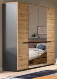 Kleiderschrank Cooper in Artisan Eiche und grau Dreht�renschrank 4-t�rig mit Spiegel 180 cm, Soft-Close