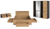 Schlafzimmer Set 4-teilig Cooper in Artisan Eiche und grau mit Kleiderschrank, Bett und 2x Nachttisch, Soft-Close