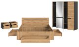 Schlafzimmer Set 4-teilig Cooper in Artisan Eiche und grau mit Kleiderschrank, Bett und 2x Nachttisch, Soft-Close