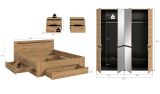 Schlafzimmer Set 4-teilig Cooper in Artisan Eiche und grau mit Kleiderschrank, Bett und 2x Nachttisch, Soft-Close