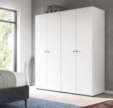 Kleiderschrank Carter in wei� Dreht�renschrank 4-t�rig 160 x 176 cm