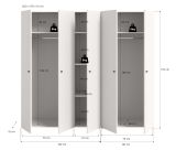Kleiderschrank Carter in wei� Dreht�renschrank 5-t�rig 200 x 176 cm