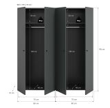 Kleiderschrank Carter in grau Dreht�renschrank 4-t�rig 160 x 176 cm