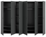 Kleiderschrank Carter in grau Dreht�renschrank 6-t�rig 240 x 176 cm