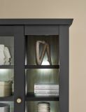 Vitrine Filmore in Schwarz matt und Eiche Landhaus 86 x 200 cm, Soft-Close