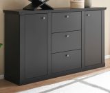 Sideboard Filmore in Schwarz matt Landhaus 158 x 92 cm, Soft-Close