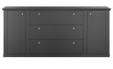 Sideboard Filmore in Schwarz matt Landhaus 205 x 92 cm, Soft-Close