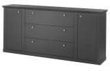 Sideboard Filmore in Schwarz matt Landhaus 205 x 92 cm, Soft-Close