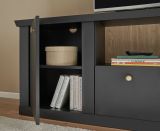 Wohnwand Filmore in Schwarz matt und Eiche Landhaus 301 x 200 cm, Soft-Close