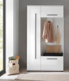 Kompaktgarderobe Design-D in wei� Hochglanz 111 x 200 cm
