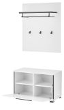 Garderobe Set 3-teilig Design-D in wei� Hochglanz 80 x 200 cm