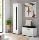 Garderobe Set 4-teilig Design-D in wei� Hochglanz 140 x 200 cm