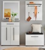 Garderobe Set 5-teilig Design-D in wei� Hochglanz 170 x 200 cm, Soft-Close