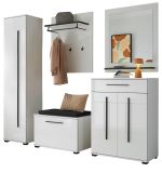 Garderobe Set 6-teilig Design-D in wei� Hochglanz 230 x 200 cm