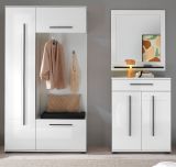 Garderobe Set 4-teilig Design-D in wei� Hochglanz 200 x 200 cm