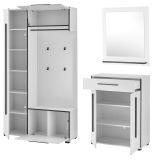 Garderobe Set 4-teilig Design-D in wei� Hochglanz 200 x 200 cm