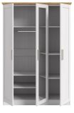 Kleiderschrank mit Spiegel Marina in wei� L�rche und Eiche Artisan Landhaus Dreht�renschrank 3-t�rig 124 x 185 cm