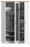 Kleiderschrank mit Spiegel Marina in wei� L�rche und Eiche Artisan Landhaus Dreht�renschrank 3-t�rig 124 x 185 cm