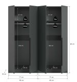 Kleiderschrank Swan in grau Dreht�renschrank 4-t�rig 160 x 181 cm