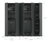 Kleiderschrank Swan in grau Dreht�renschrank 5-t�rig 200 x 181 cm