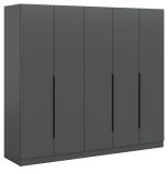 Kleiderschrank Swan in grau Dreht�renschrank 5-t�rig 200 x 181 cm