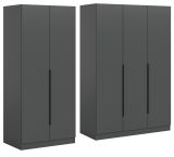 Kleiderschrank Swan in grau Dreht�renschrank 5-t�rig 200 x 181 cm