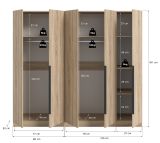 Kleiderschrank Swan in Sonoma Eiche Dreht�renschrank 5-t�rig 200 x 181 cm