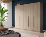 Kleiderschrank Swan in Sonoma Eiche Dreht�renschrank 5-t�rig 200 x 181 cm