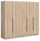 Kleiderschrank Swan in Sonoma Eiche Dreht�renschrank 5-t�rig 200 x 181 cm