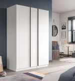 Kleiderschrank Girona in wei� Dreht�renschrank 3-t�rig 130 x 183 cm
