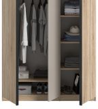 Kleiderschrank Girona in Sonoma Eiche und Kaschmir Dreht�renschrank 3-t�rig 130 x 183 cm